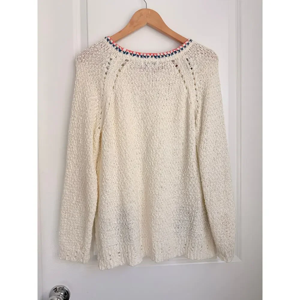 Suncoo Paris Cream‎ Knitted Sweater Fall Cozy Lounge Whimsical US 2 Fall Winter
